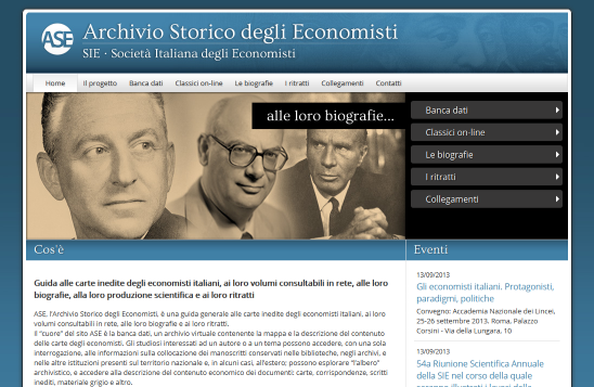 On-line il nuovo sito web dell’Archivio Storico degli Economisti On-line il nuovo sito web dell’Archivio Storico degli Economisti